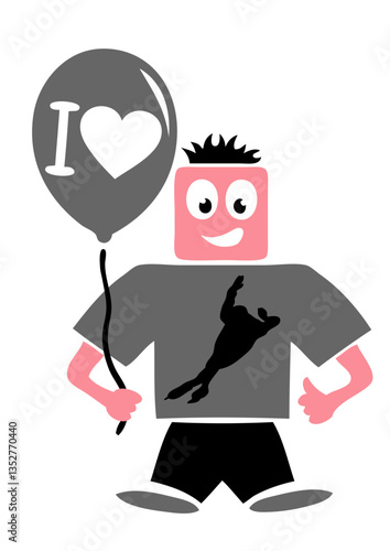 patinage speed skating love personnage rigolo smiley coeur baudruche
