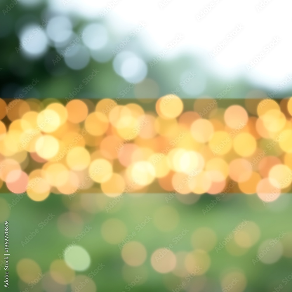 Obraz premium Blurred bokeh effect with golden yellow lights and contrasting green background
