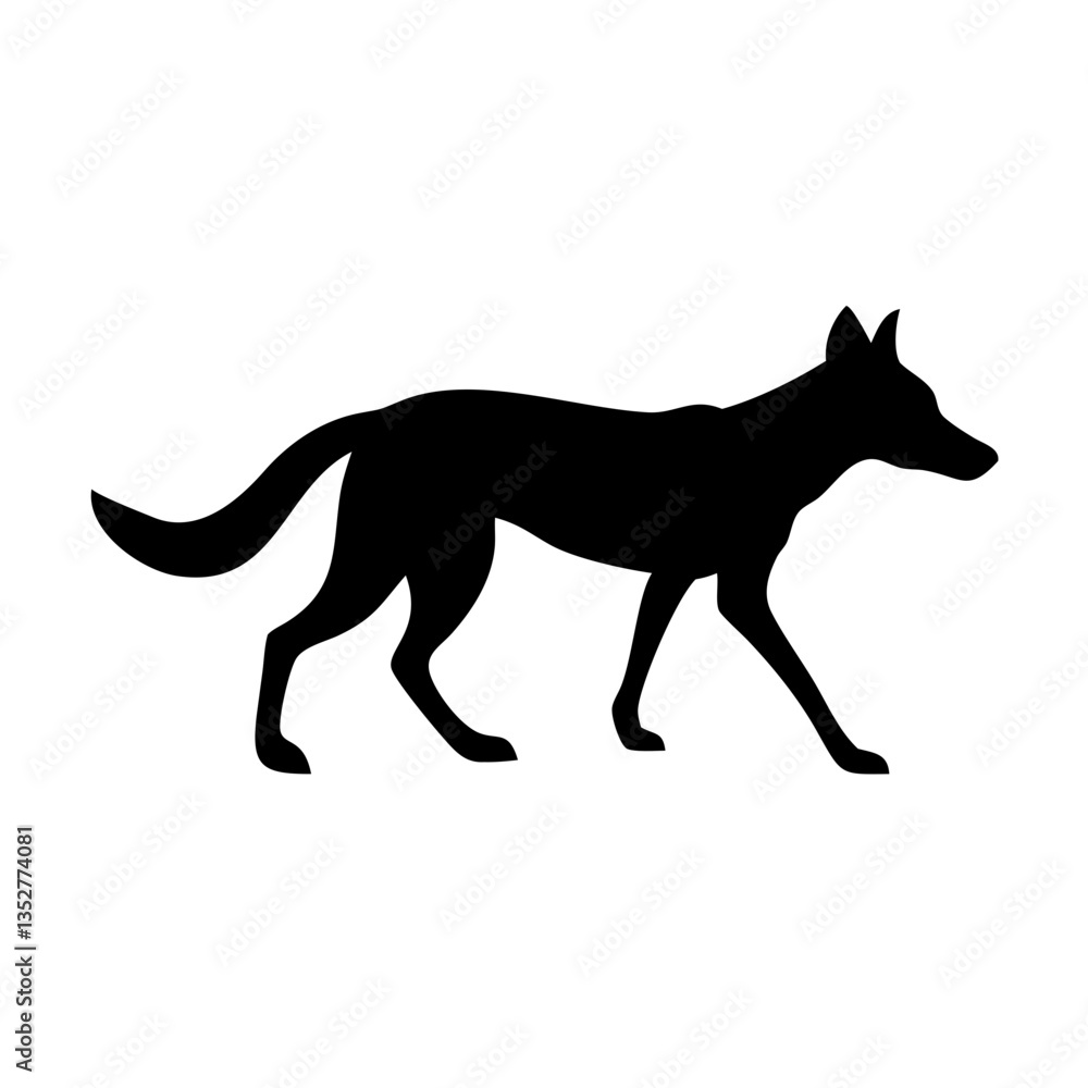 Fototapeta premium walking dhole silhouette in black, ideal for wildlife-themed designs, conservation projects, educational materials, and environmental campaigns 