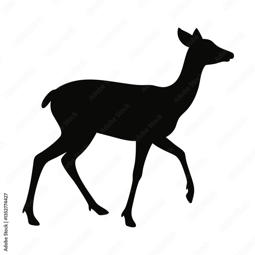 Fototapeta premium fallow deer silhouette: ideal for wildlife projects, forest themes, educational designs, and rustic branding