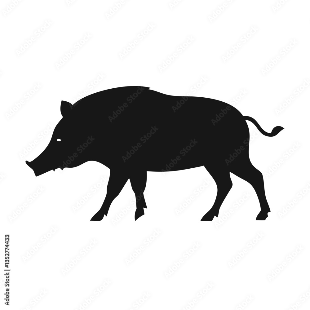 Fototapeta premium wild boar silhouette: perfect for wildlife projects, hunting themes, educational materials, and rustic brand designs 