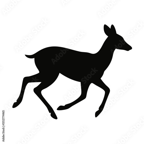 black silhouette of walking roe deer for versatile use in wildlife branding, educational designs, and artistic projects
