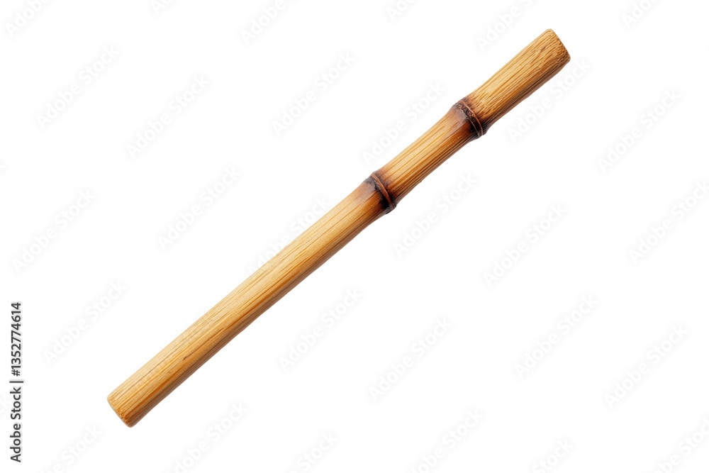 Naklejka premium Natural bamboo stick isolated on black background, cut out