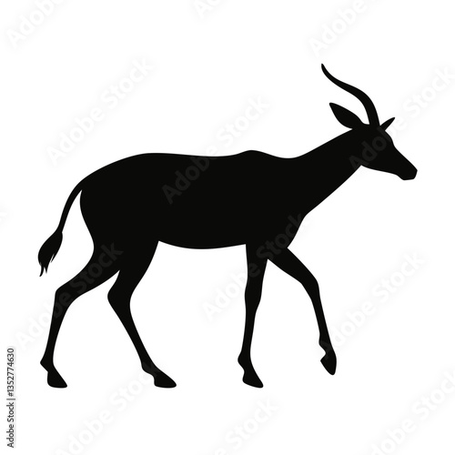 black silhouette of walking springbok for creative designs including wildlife branding, educational materials, and artistic projects
