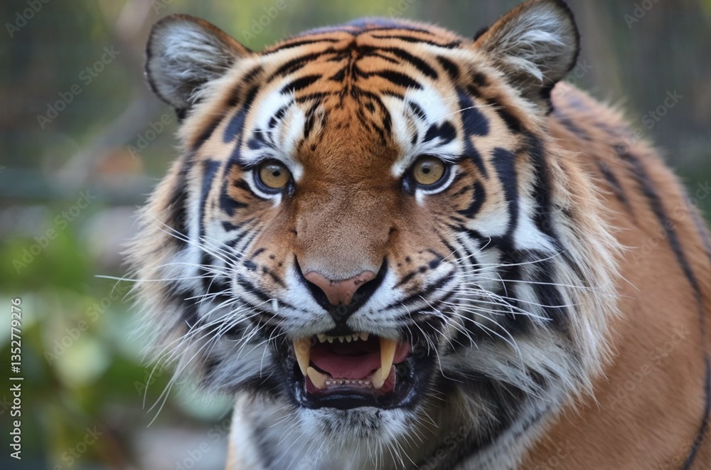 Fototapeta premium A close-up of an angry tiger face