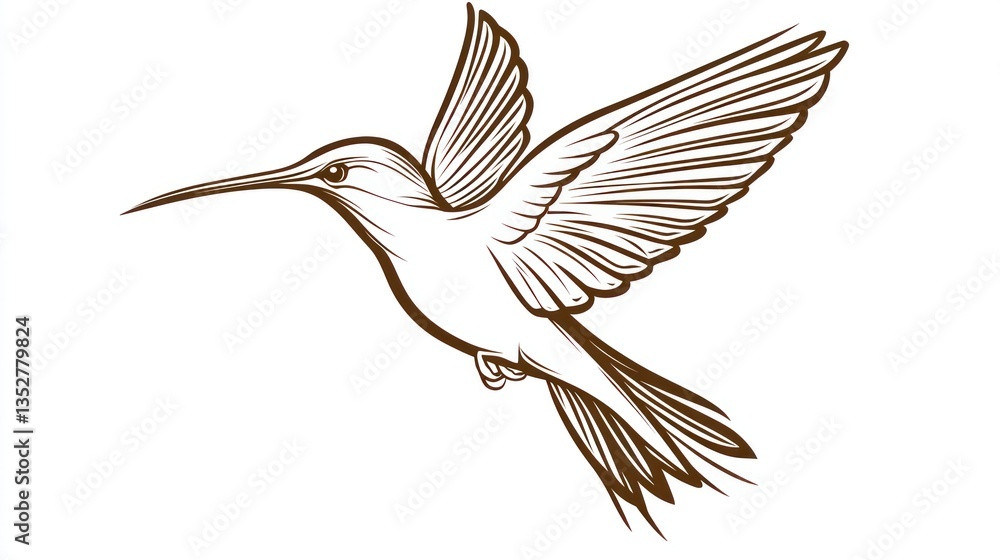 Obraz premium Elegant Flying Bird with Detailed Wings and Long Beak Perfect for Nature and Wildlife Themes