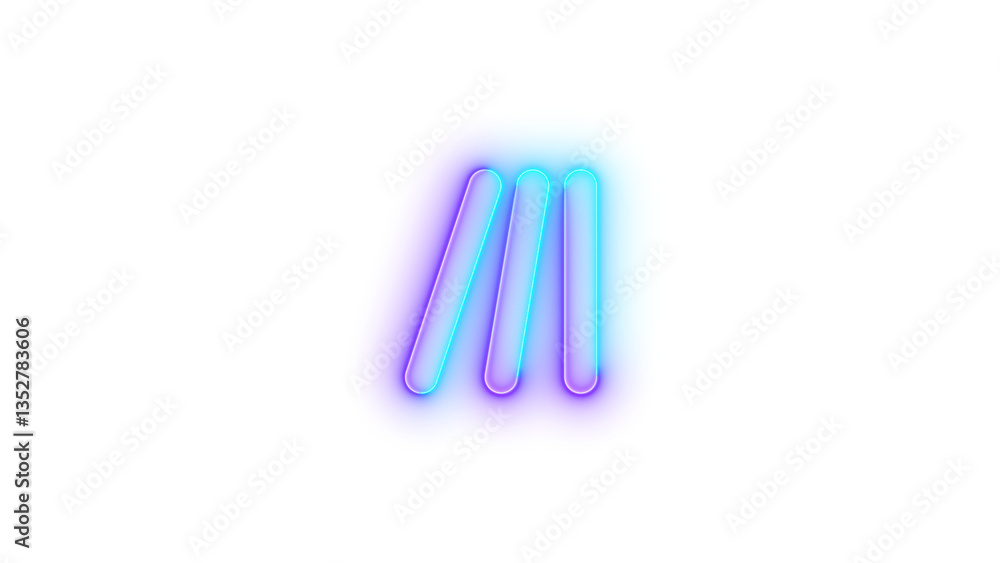 Lines leaning icon glowing neon cyan purple gradient color Lines leaning icon glowing neon cyan purple gradient color