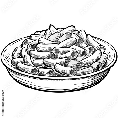 Plate of Pasta in a Bowl Sketch  