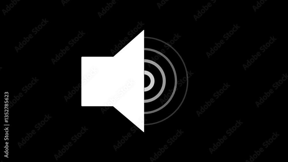 Animated speaker icon on a black background, showing speaker volume, microphone, and sound voice animation Animated speaker icon on a black background, showing speaker volume, microphone, and sound voice animation