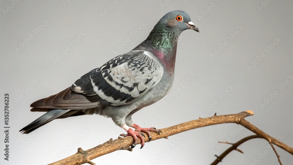 Naklejka premium Pigeon in full view on studio background