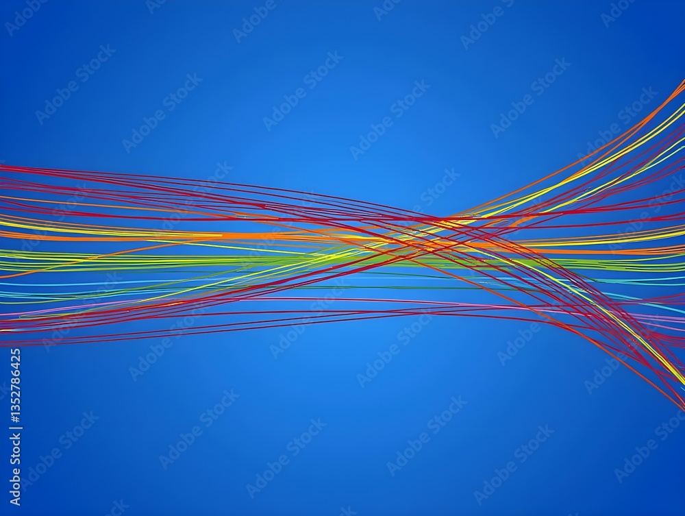 Colorful abstract lines on a blue background creating a vibrant and dynamic visual effect Colorful abstract lines on a blue background creating a vibrant and dynamic visual effect