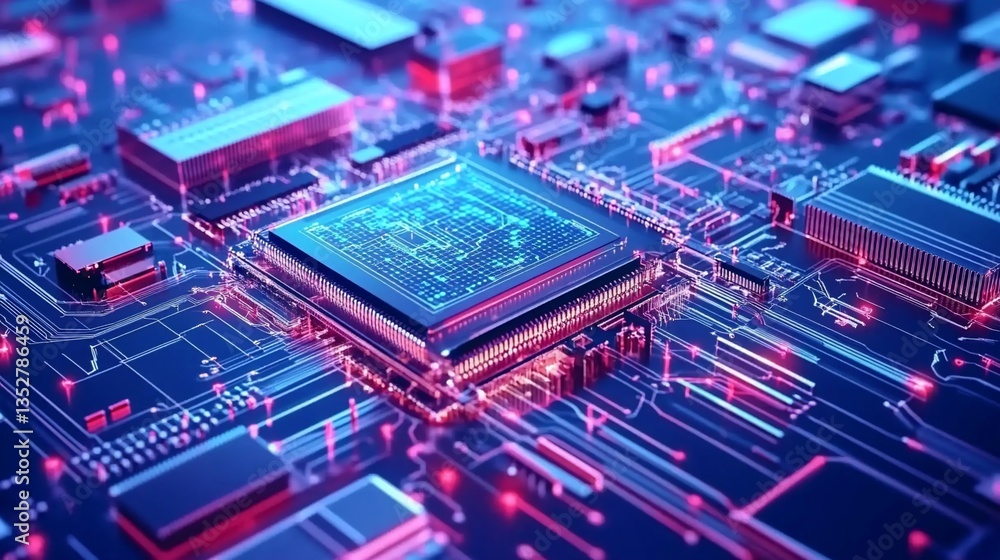 Fototapeta premium Digital Core: A High-Resolution Close-Up of a Modern Microchip