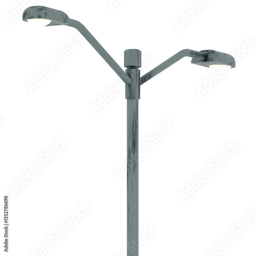 3d render rusty dual street lamp with transparent background