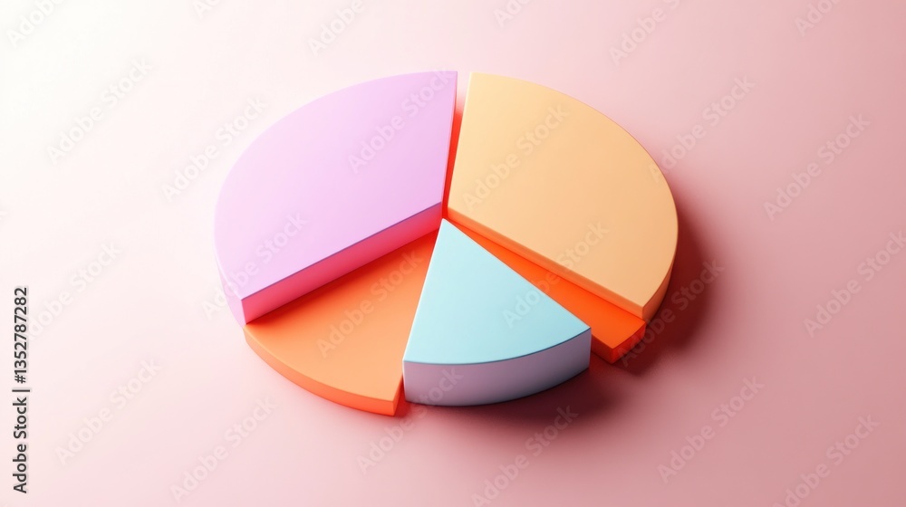 Obraz premium 3D Pie Chart with Pastel Colors for Data Visualization and Business Presentations