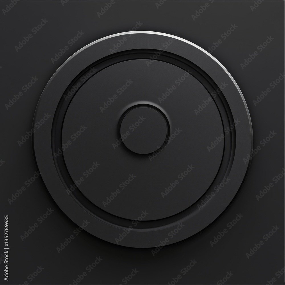 Minimalist Black Circular Design on Dark Gray Background, Modern Abstract Art Piece. Minimalist Black Circular Design on Dark Gray Background, Modern Abstract Art Piece.