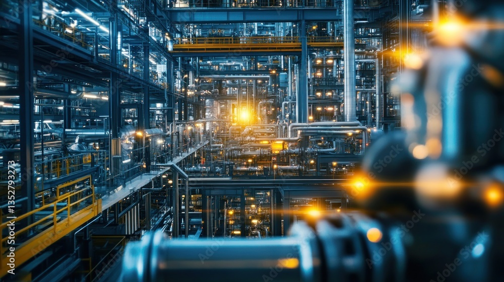 Fototapeta premium Industrial Complex, Symphony of Steel and Light