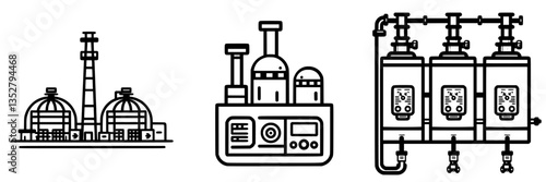 Industrial facilities showcase modern technology for energy production in various environments