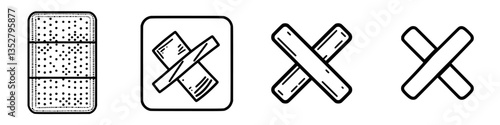 Multiple icons depicting various forms of cross marks and prohibition symbols designed with simple lines