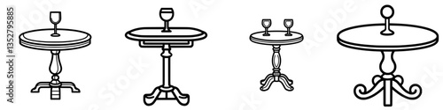 Elegant design variations of dining tables with decorative glassware in a minimalist style