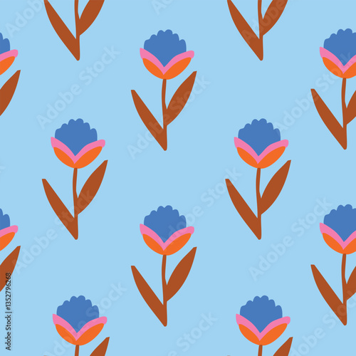 Fun folk repeat floral pattern