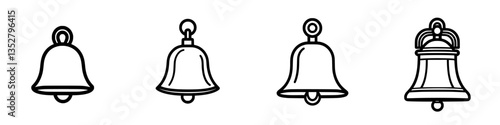 Different styles of bells displayed in a simple format, showcasing their unique designs and shapes