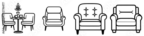 Elegant collection of armchairs and table design for modern living spaces and cozy interiors