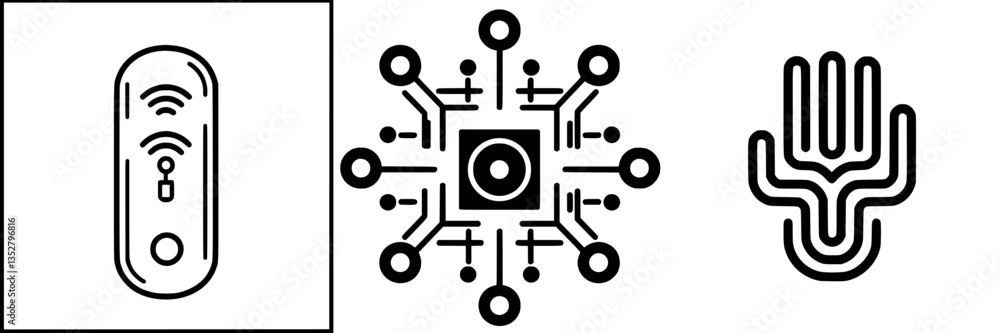 Innovative technology icons representing smart home controls, connectivity, and digital interaction for enhanced living experiences Innovative technology icons representing smart home controls, connectivity, and digital interaction for enhanced living experiences