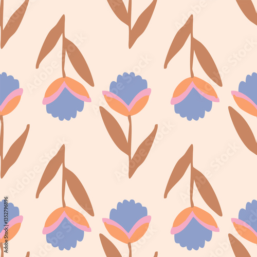 Fun folk repeat floral pattern