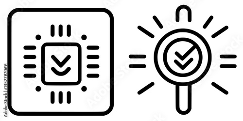 Verification symbols representing successful completion of tasks and processes in technology and digital systems