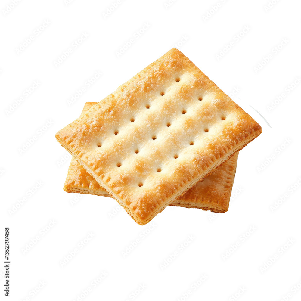 Fototapeta premium Crackers on a plate isolated on a Transparent background showcasing a simple snack option for any occasion, Cracker in plateisolated on PNG background