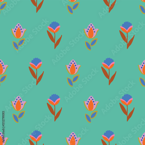 Fun folk repeat floral pattern