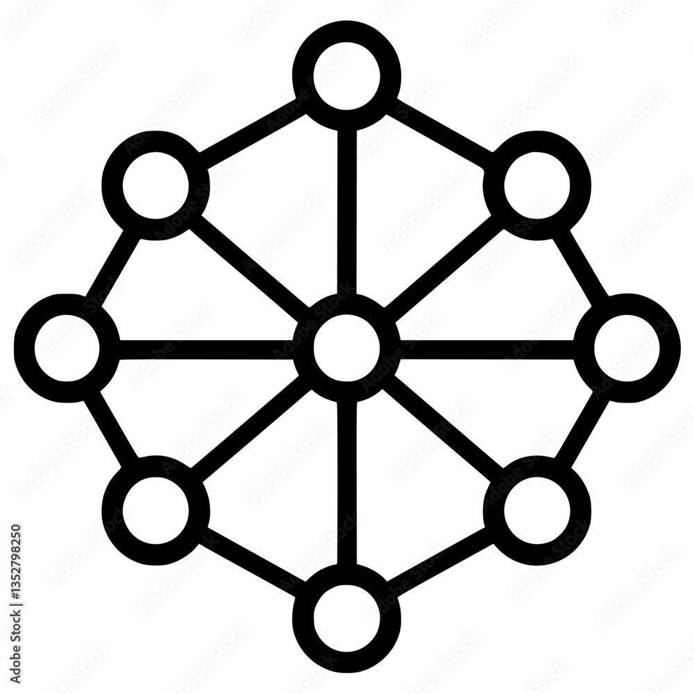 Complex geometric pattern featuring interconnected nodes and lines in a symmetrical design Complex geometric pattern featuring interconnected nodes and lines in a symmetrical design
