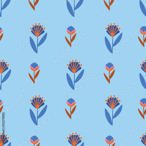 Fun folk repeat floral pattern