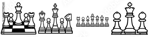 Chess pieces displayed in black and white emphasizing strategy and intellect during a friendly match