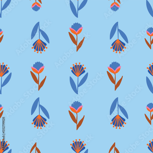 Fun folk repeat floral pattern