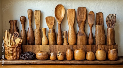 Collection of Exquisite Handcrafted Wooden Kitchen Utensils