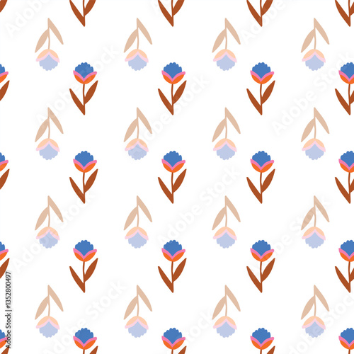 Fun folk repeat floral pattern