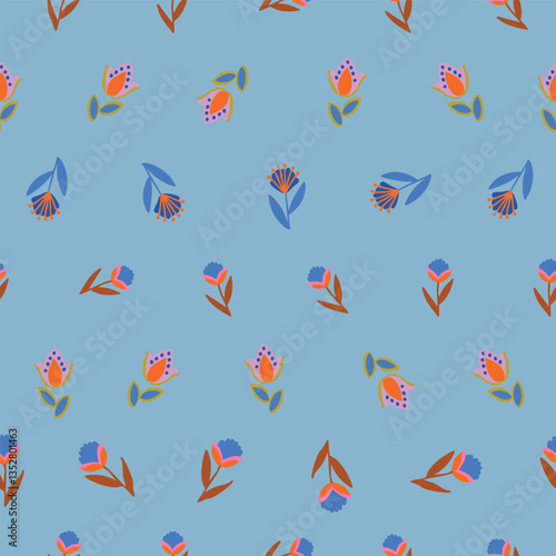 Fun folk repeat floral pattern