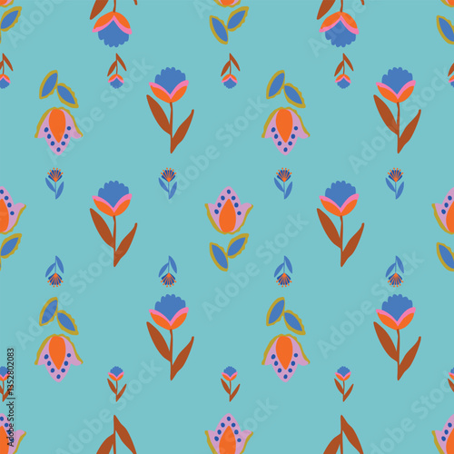 Fun folk repeat floral pattern