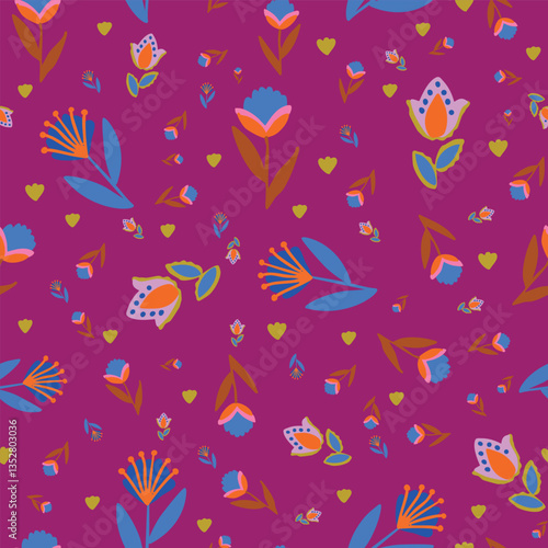 Fun folk repeat floral pattern