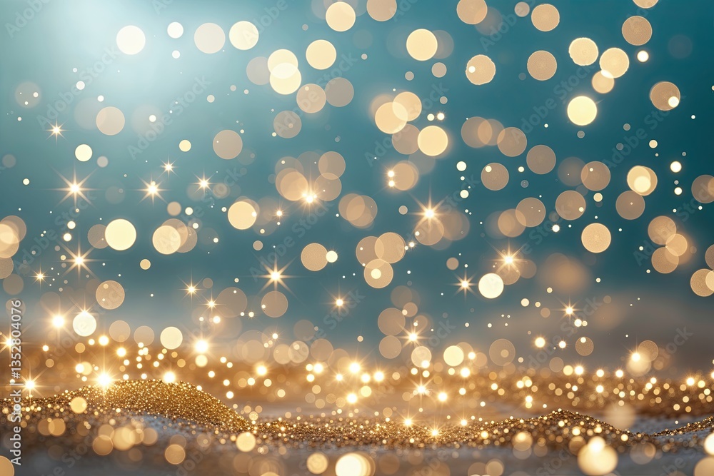 Soft Bokeh Golden Sparks Twinkling on a Pale Azure Backdrop Soft Bokeh Golden Sparks Twinkling on a Pale Azure Backdrop