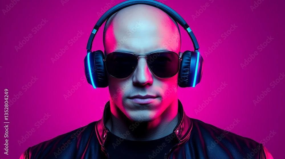 Obraz premium Man with Headphones in Studio