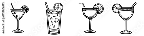 Variety of cocktails served in elegant glasses featuring fresh garnishes, perfect for any celebration or gathering