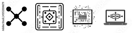 Exploring innovative technology symbols focused on digital connections and computing advancement