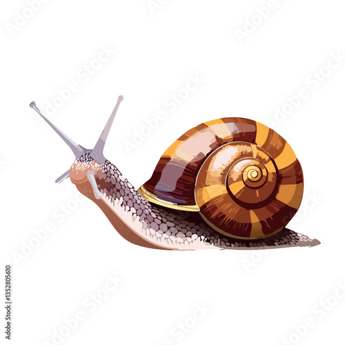 flat vector Photograph of a snail on a white background