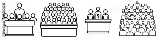 Large gathering of people listening to a speaker at a conference venue during daytime