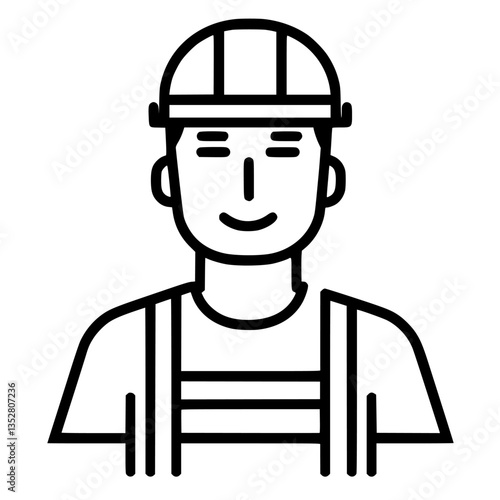 Construction worker with hard hat smiles confidently at the construction site during daylight hours, ready for the day ahead