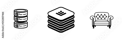 Visual representation of data storage, analysis, and comfortable seating in a modern workspace environment