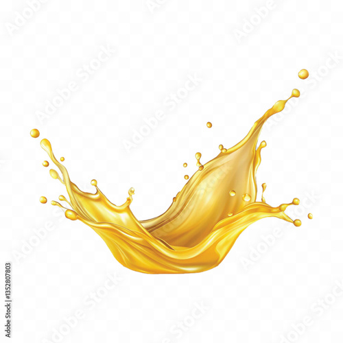 realistic 3d splash of yellow juice or liquid oil isolated on white background