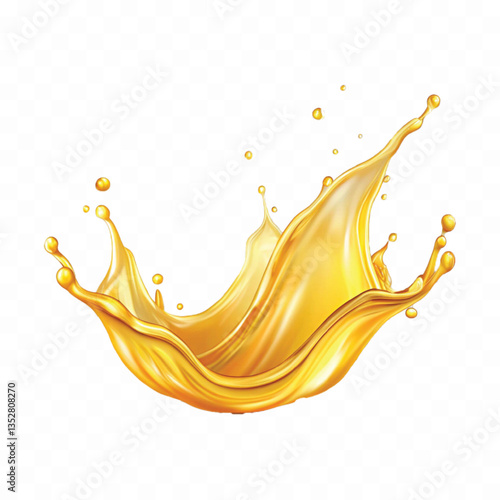 realistic 3d splash of yellow juice or liquid oil isolated on white background